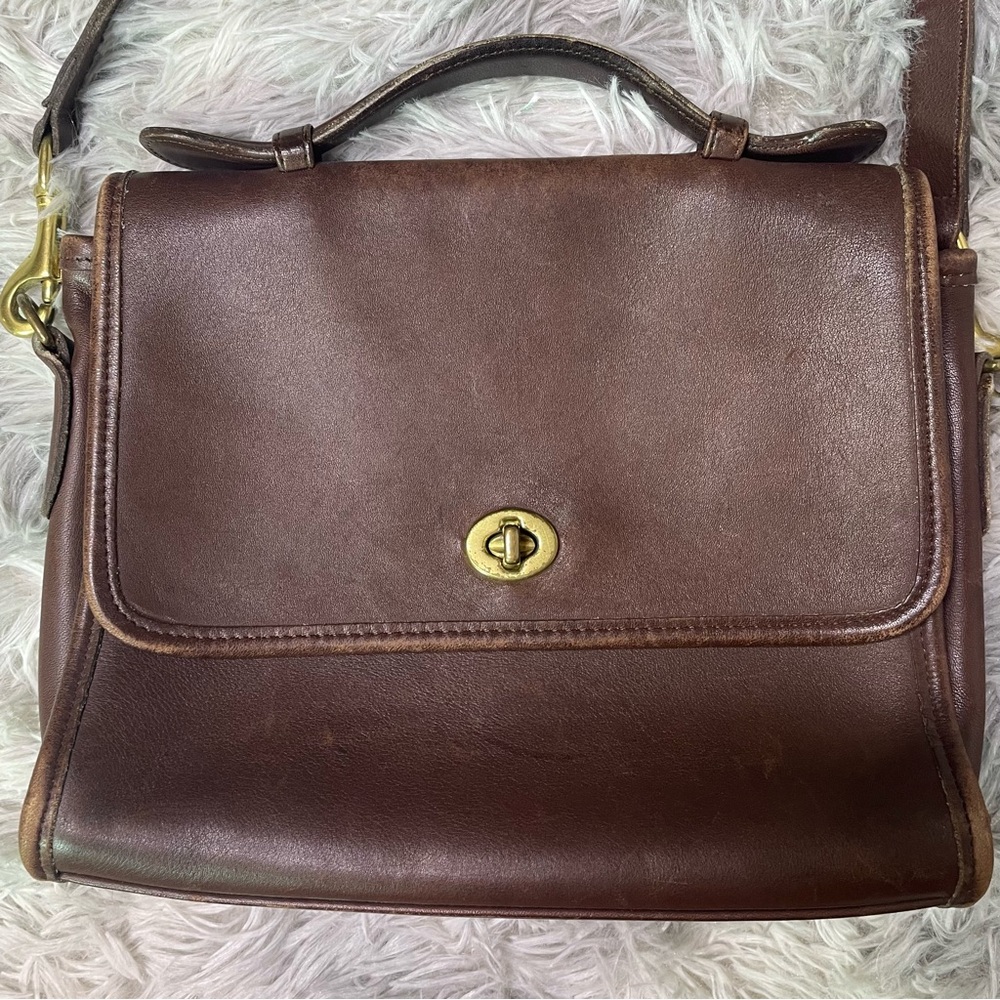 Rare Vintage Coach Court Bag Brown Leather 9870 - Picture 2 of 16